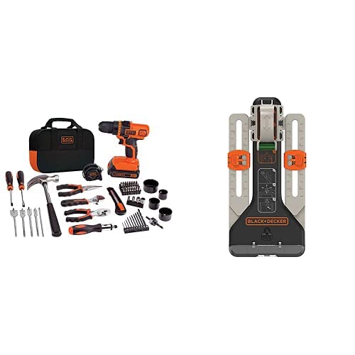 BLACK+DECKER 20V MAX Drill/Home Tool Kit with MarkIT Picture Hanging Tool Kit (LDX120PK & BDMKIT101C)