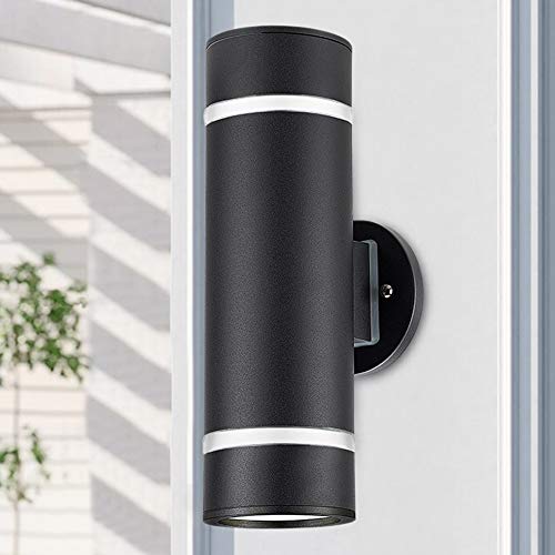Best Deal 🛒 Cerdeco Aureole-Series Modern Porch Light [ UL-Listed ] Stainless Steel Painted Black Outdoor Wall Lamp Weather-Proof Cylinder Wall Sconce Suitable for Garden & Patio