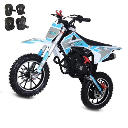 SYX MOTO 58CC 4-Stroke Kids Mini Dirt Bike, 8-14 Gas Powered Off-Road Pull Start Motorcycle Max Speed 21.75 MPH Max Load 143 LBS, Pocket Pit Trail Bikes W/EPA Approved - Blue