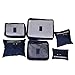 Produktbild Xuxuou 6-teilig Kleidertaschen-Set Koffer-Organizer Aufbewahrungstasche Verpackungswürfel Kleidertasche Packtaschen für Reisen Nach Hause Kleiderschrank (Dunkelblau)