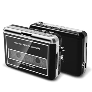 Cassette Player Tape Recorder- Convert Tape to Digital MP3 Digital, Portable Walkmaner with Auto-Reverse, 3.5MM Headphone Jack(Black)