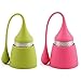 Infusor de té iNeibo de acero inoxidable y silicona de grado alimenticio, Bonita bola de té con el recipiente para el té suelto (juego de 2 rosa / verde)