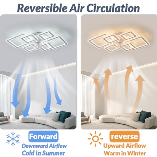 Plafonnier lumineux cristal blanc ventilateurs silencieux télécommande - 3