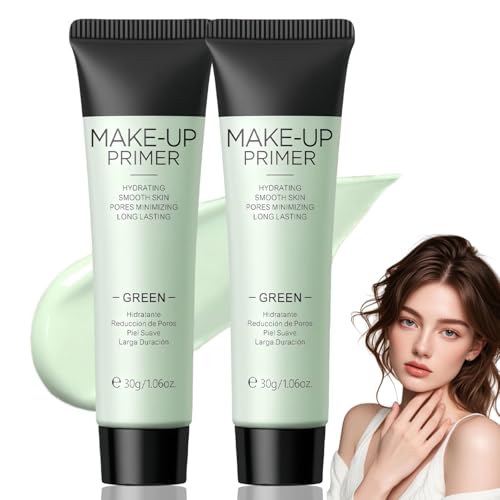 Image of 2PCS Anti-Redness Face Primer & Colour Corrector, Green Makeup Primer for Red & Blemished Skin, Pore Minimizer to Balance Skin Tone, Moisturising Foundation Base Hydrating Isolation (30g*2)