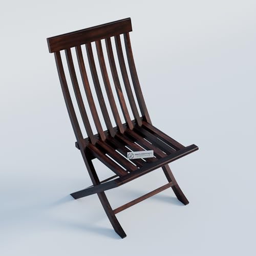Image of Jangid Handicraft Sheesham Wood Folding Comfort Chair for Living Room | Rosewood Contemporary Foldable Resting Adults Chair for Balcony & Hall | Walnut Finish