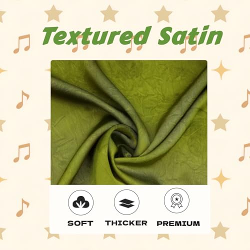 Serenade Textured Satin Heatless Curls Overnight, Heatless Hair Curler Curling Set for Women and Girls to Sleep in, with 2 Satin Scrunchies and 1 Clip for Overnight Curls, Green