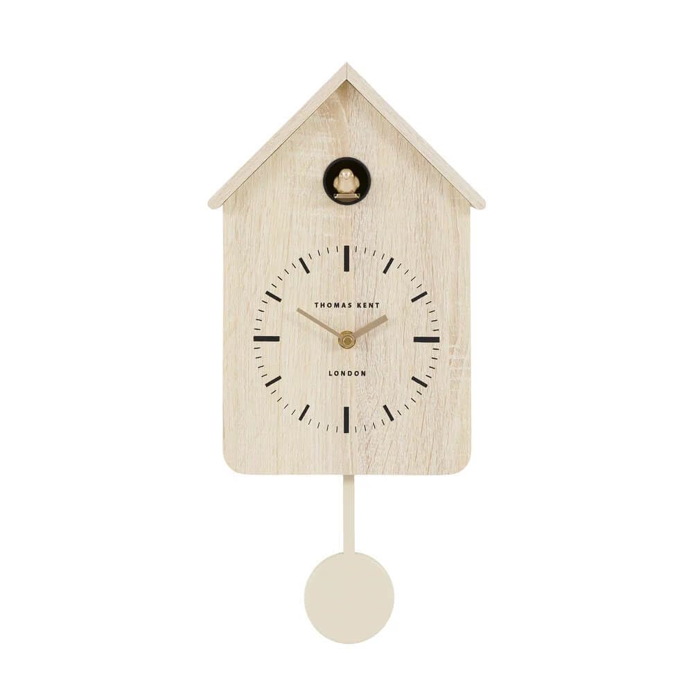 Thomas Kent Cuckoo Wall Clock in Washed Oak 43x21x8cm