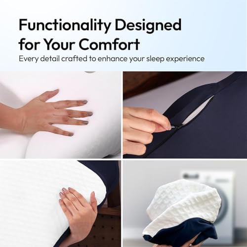 Image of CUSHIO Cervical Butterfly Pillow - Orthopedic Memory Foam for Neck & Shoulder Pain Relief | Contour Pillow with Arm Rest | Dual Height Design for Side & Back Sleepers