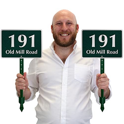image for SmartSign 7 x 10 inch Custom House Address Yard Sign with 18 inch Stak