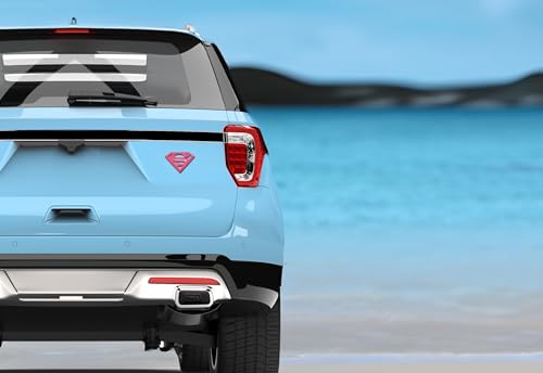 Image of Elektroplate Officially Licensed DC Comics Supergirl Hot Pink All Metal Emblem for Cars, Trucks, and All Auto | Universal Fit at 4.2 inch x 3.0 inch | Weatherproof