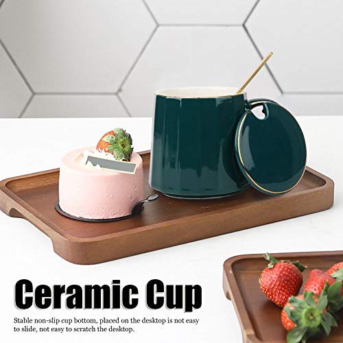 com colher de tampa, copo de leite, copo de cerâmica, caneca bonita portátil para escritório