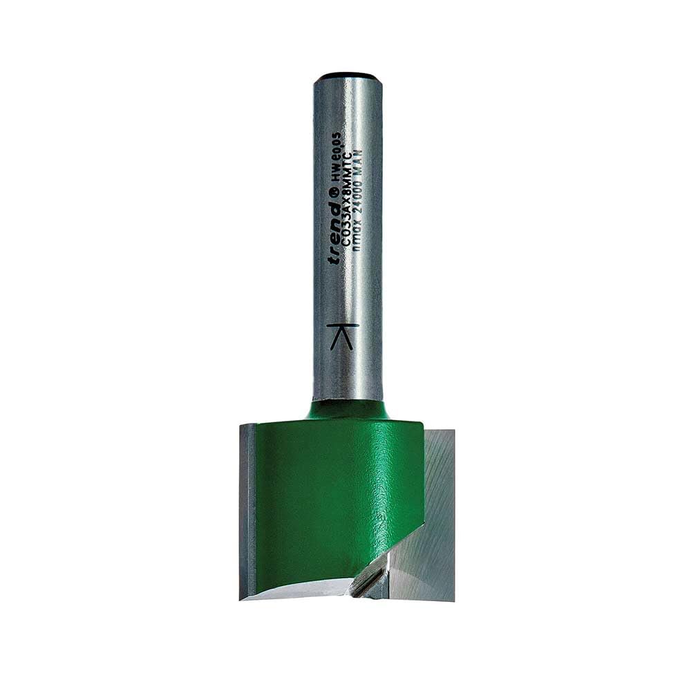 TREND Fraise à défoncer, deux tranchants, diamètre 25 mm x coupe 19 mm, adaptée aux applications telles que la gravure, le rainurage, le feuillage et le mortaisage peu profond, C033AX8MMTC