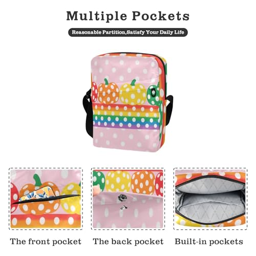 messenger bags for women Crossbody Small Bags For Women Woman Cross Body Purse Adjustable Strap for outdoor sports outdoor sports- Colorful Dots Pumpkin2