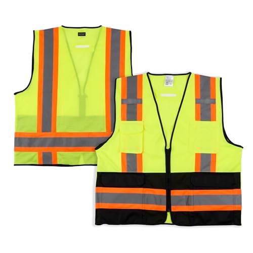 Image of Restaurantware Reflective Safety Vest 20 Count 29.213 x 30.315 Inches High Visibility Multi-Pocket Zipper Front Safety Vest