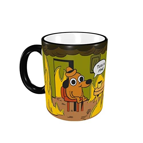 ThisFine this is fine mug funy Mug Travel Coffee Mug For Men Women 11 Ounce Ceramic Tea Cup