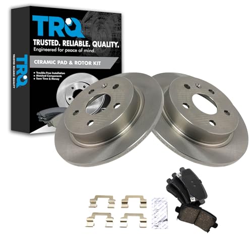 Image of TRQ Rear Brake Pad and Rotor Set Ceramic Solid Rotors