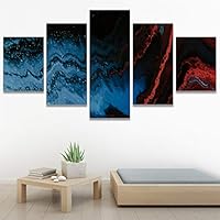 SIGNWIN 5 Panel Canvas Wall Art Modern Art Abstract Fluids for Home Decorations Ready to Hang - 60