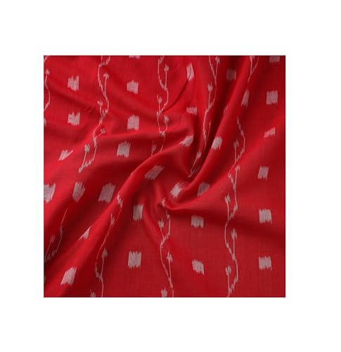 Image of Premium Sambalpuri Ikat Weave Pure Handloom Cotton Shirt Fabric Authentic Odisha Traditional Tie-Dye Craft, Soft Breathable Natural Cotton Material for Custom Tailoring, Casual & Formal Wear