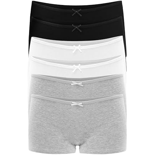 Allxwek Womens Cotton Underwear Boy Shorts for Women Stretch Comfort Boxer Briefs Ladies Knot Panties 3/6 3901