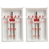 Alfa - Aguja doble para máquina de coser Nº90, acero inoxidable (Paquete de 2)