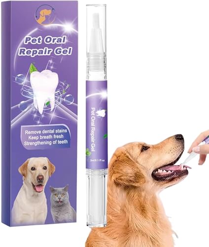 ペット口腔修復ジェル 、ペット用クリーンティージェル,ブレスフレッシュナー犬用口腔洗浄ジェル | 犬と猫用の天然犬用歯磨きジェル、ペットの口臭除去剤、犬猫のクリーンペット口腔ケア 、ペットの口腔ケア、0.1液量オンス (仕事×1本)