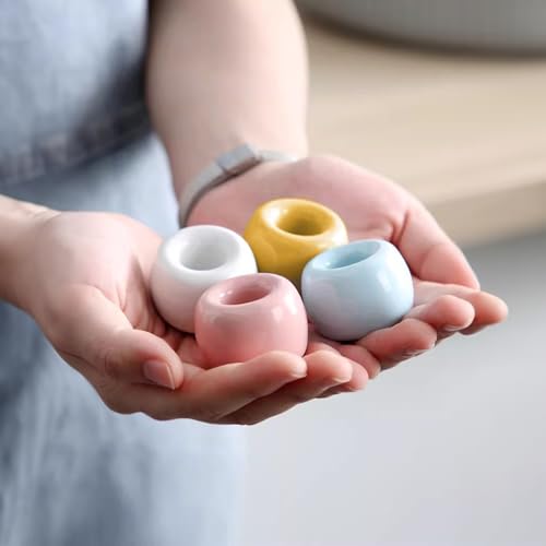 LIDESHUE 2PCS Sleek Ceramics Toothbrush Holder Stand, Handmade Multi-Function Toothbrush Stand, Waterproof, for Bathroom & Countertops (Yellow) — view 3