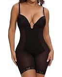 SHAPERIN Women's Backless Shapewear Tummy Control Body Shaper Bra Faja U Plunge Low Back Mid Thigh Bodysuit (Small,Black)