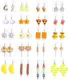 CASSIECA 20 Paires Boucles d'Oreilles Hypoallergéniques pour Filles Femme Acier Inoxydable 316L Amusant Fruit Dessin Animé Papillon Coeur Fleur Boucles d'Oreilles Ensemble Anniversaire Noël Cadeaux