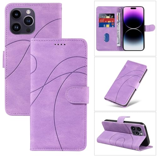 Étui portefeuille iPhone 16 Pro violet pour vos déplacements quotidiens en cuir - 2