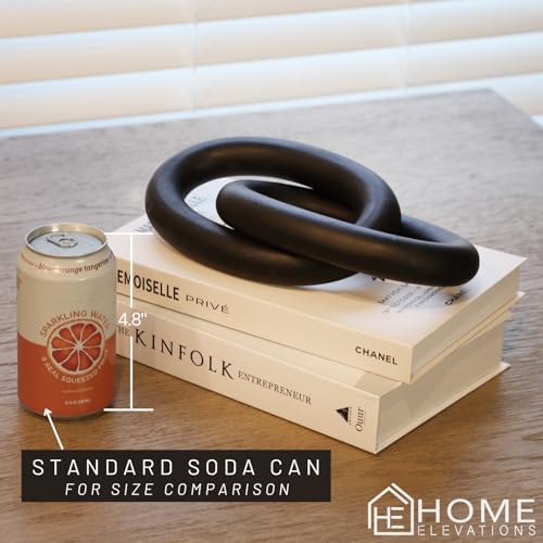 Wood Chain Link Decor – 13” Black Wooden Decorative Object for Coffee Table Decor & Neutral Decor for Home – Modern Knot Accent for Shelf Styling, Books, or Housewarming Gifts - Image 6