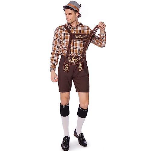 Lederhosen Oktoberfest déguisement homme bavarois costume traditionnel avec chapeau de fête