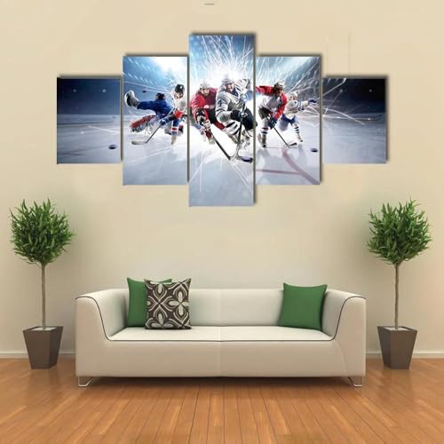 Deco murale salon hockey sur toile avec cadre pour grand tableau