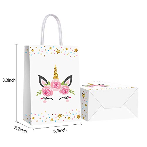 16 PCS Unicorn Party Favor Bags for Birthday Supplies - Gift Goody Treat Candy Bags for Girls Kids Decorations