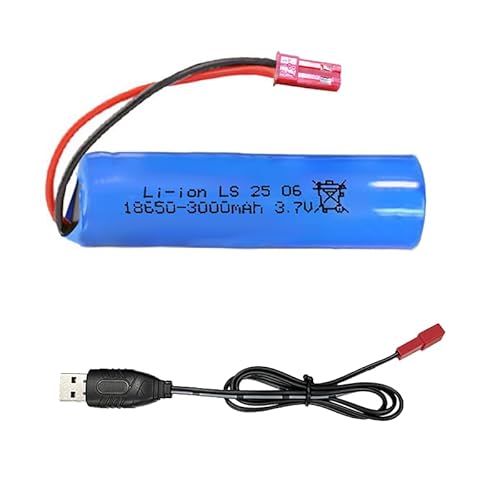 MLGBDC 3.7V 3000mAh 18650 Battery with JST & USB Charger
