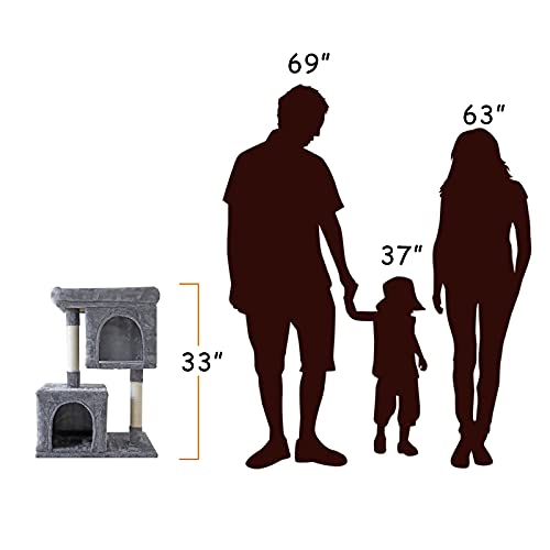 Confote 33" Cat Tree For Large Cats, Cat Tower 2 Cozy Plush Condos And Sisal Posts Cat House #TOP6