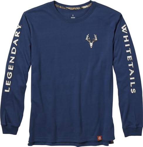 Legendary Whitetails Men's Long Sleeve T-Shirt Graphic Tee Preshrunk 100% Heavyweight Cotton