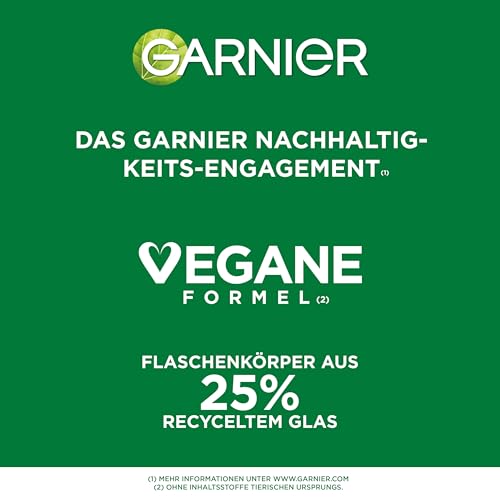 Garnier SkinActive Vitamin C Glow Booster Nachtserum: 10% pures Vitamin C & Hyaluronsäure für strahlende, glatte Haut. Regeneriert im Schlaf, mildert Linien & Pigmentflecken. Vegan & nachhaltig.