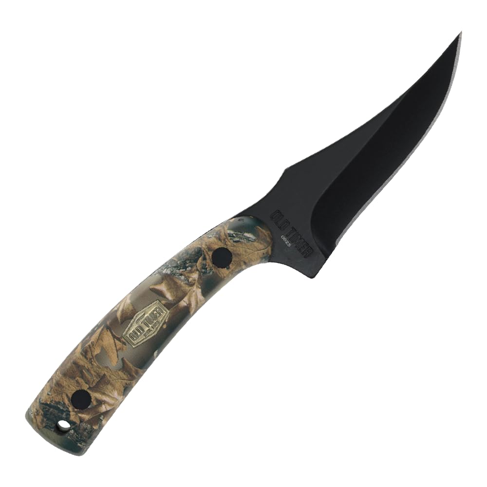 Old Timer 152OTBC Pro Hunter Camo Sharpfinger 7.1in Full Tang Fixed Blade Knife with 3.3in High Carbon SS Clip Point Skinner Blade, and Camo Handle for Hunting, Skinning, Field Dressing, and Outdoor