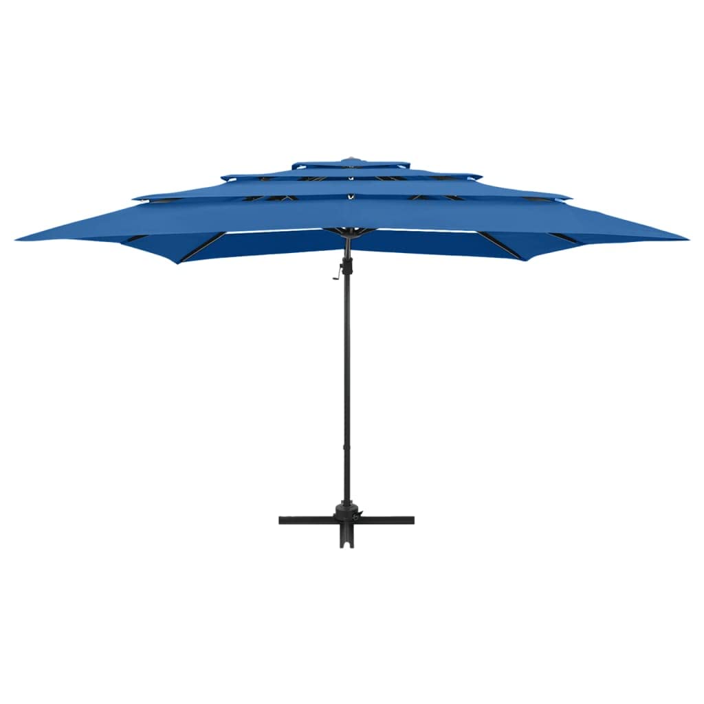 4-poziomowy parasol ogrodowy, lazurowy maszt aluminiowy powlekany proszkowo, poliester zapobiegający blaknięciu, składana korba na patio taras