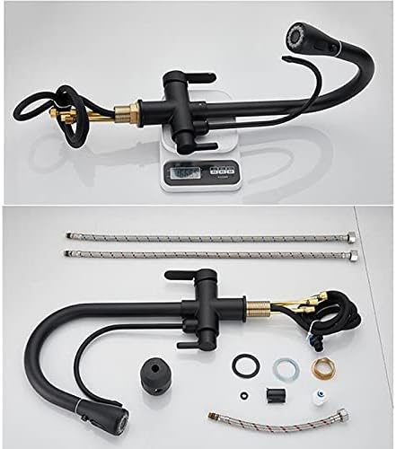 Miniatura 7 de Grifo de fregadero de cocina para bar comercial de granja grifo de cocina extraíble grúa de latón macizo para cocina grifo de filtro de agua negra