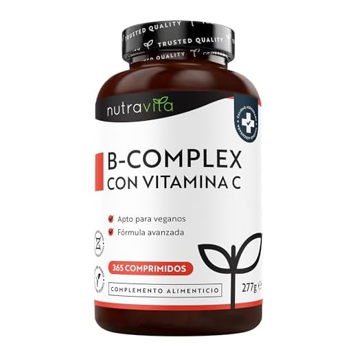 Complejo Vitaminico Completo de Alta Resistencia con Vitamina C - 365 Tabletas Veganas - con 8 Vitaminas B: B1 B2 B3 B5 B6 B12, Biotina y Ácido Fólico - Reduce la Fatiga - Nutravita