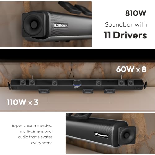 Image of ZEBRONICS Juke Bar 11000 Soundbar, 1610W RMS, 11.2.4 Ch, Dolby Atmos, DTS:X