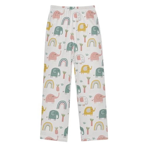 ZZXXB Lovely Elephant and Pineapple Boys Long Pants Soft Trousers Elastic Waist Kids Lounge Bottoms with Pockets S-XL