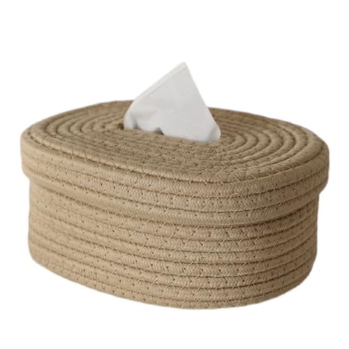 Quystetes Funda cuadrada para caja de pañuelos, fundas de cuerda de algodón, caja de pañuelos rectangulares, accesorios lindos, organizador decorativo A