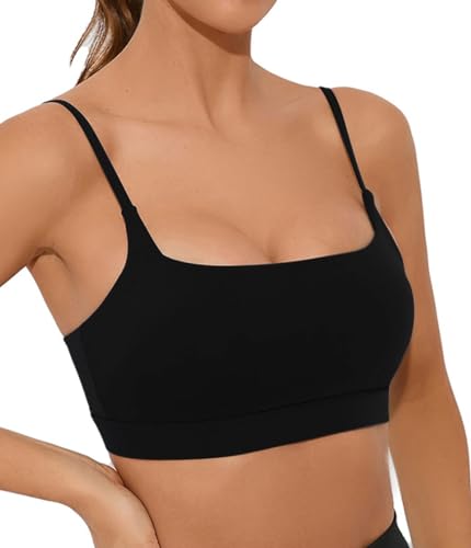 Image of Comper Sports Bra for Women Wirefree Racerback Workout Bras Sexy Thin Straps Yoga Sport Bras with Removable Pads