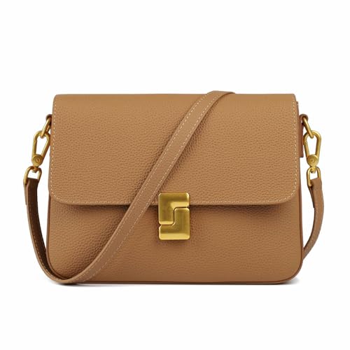 MFFOR Genuine Leather Crossbody Bags for Women, Shoulder Handbags, Brown