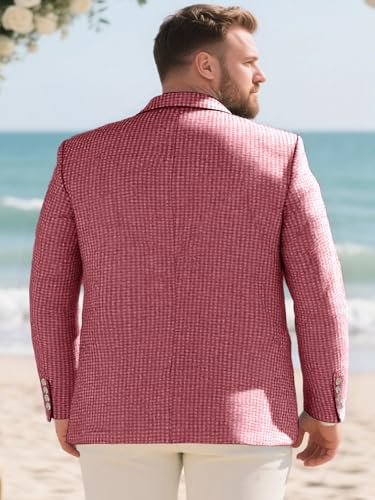 Men's Seersucker Suit Jacket Lightweight Double Breasted Blazer Sport Coat for Men Beach Wedding Summer3