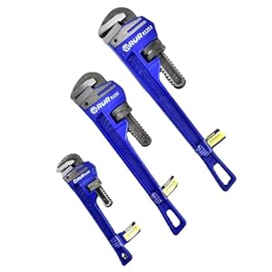 3Pcs 8&12&18-inch Heavy Duty Pipe Wrench Sets – Heavy Duty Straight Plumber Wrenches Set,Easy Adjusting,Tight Bite without Slipping