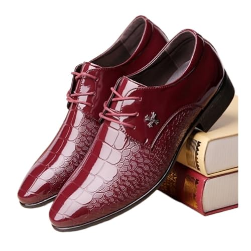 Men's Business Large Size Casual Leather Shoes Oxfords(Claret,7.5)4