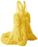 Tianzhihe Women's Tulle Robe Puffy Maternity Photoshoot Bridal Lingerie Bathgown Dressing Gown Sheer